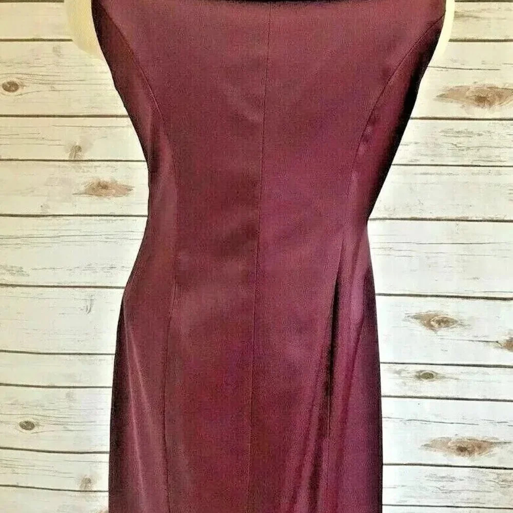 EVAN-PICONE Women Sleeveless Fully Lined Knee Length Burgundy Party Dress Size 4 - Picture 7 of 12
